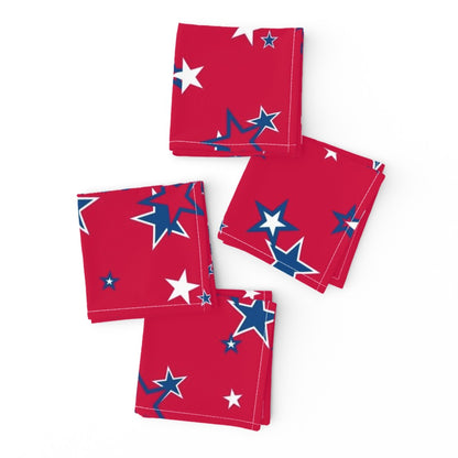 Stars on Red: Cloth Cocktail Napkins