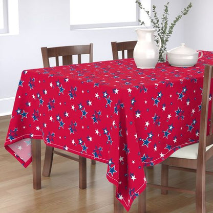 Stars on Red: Square or Rectangular Tablecloth