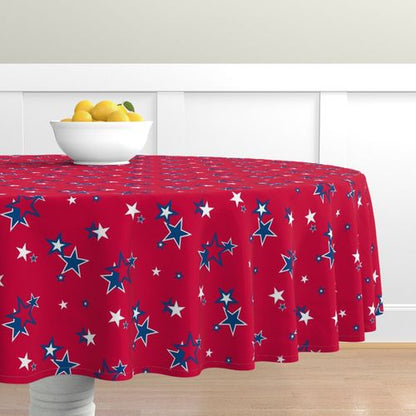 Stars on Red: Round Tablecloths