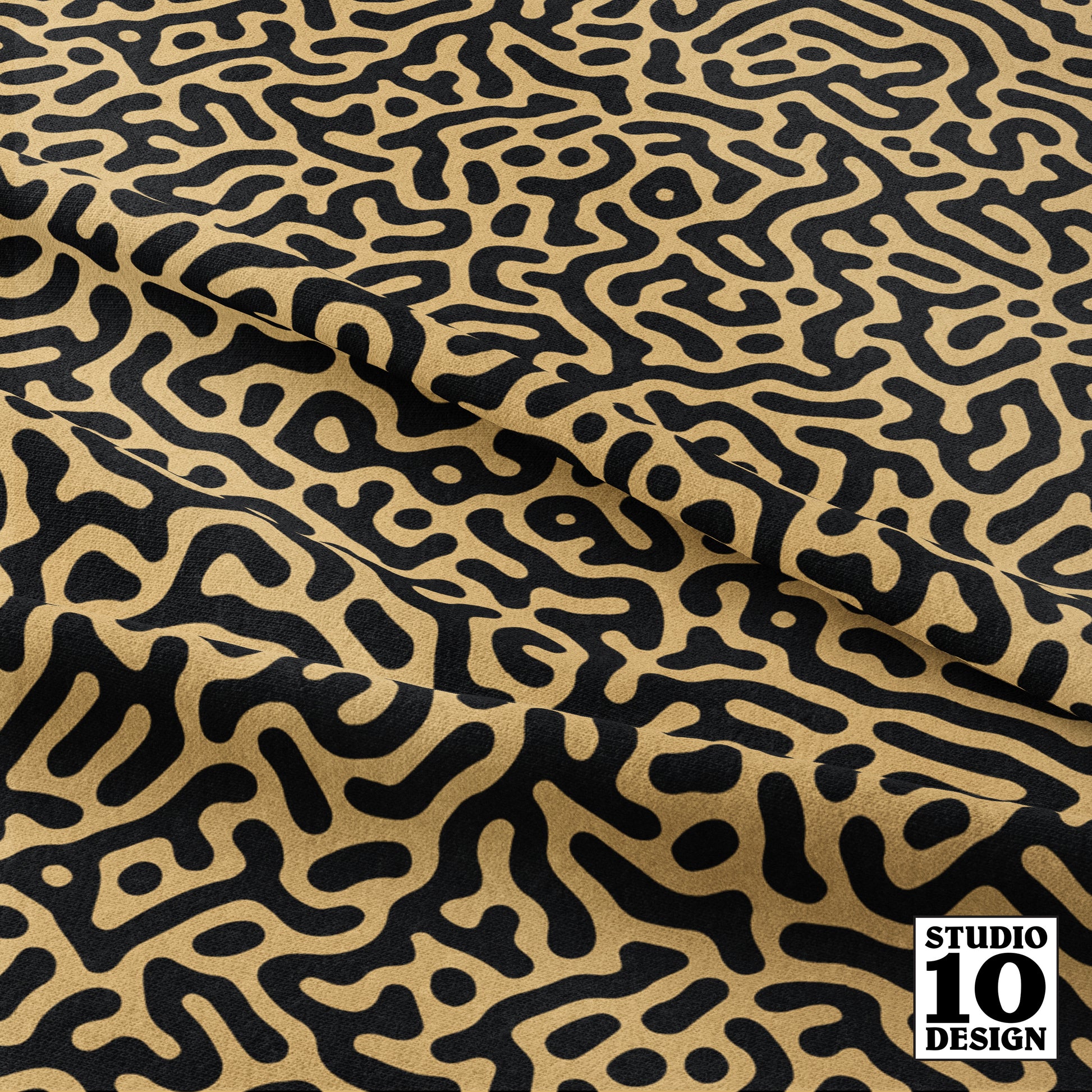 Turing Pattern I: Black + Honey Printed Fabric by Studio Ten Design