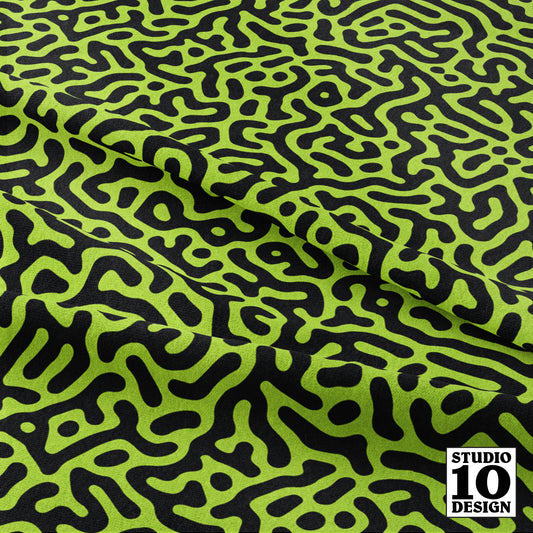 Turing Pattern I: Black + Lime Printed Fabric by Studio Ten Design