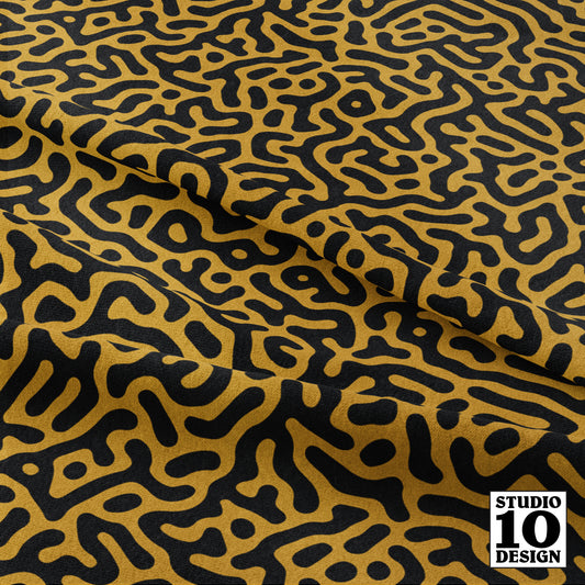 Turing Pattern I: Black + Mustard Printed Fabric by Studio Ten Design