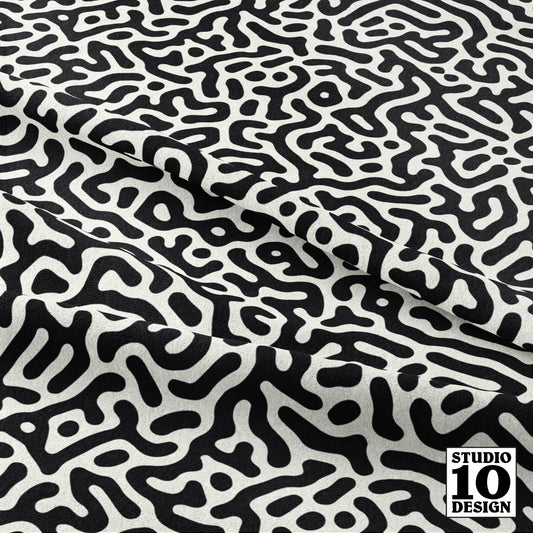 Turing Pattern I: Black + Natural Printed Fabric by Studio Ten Design