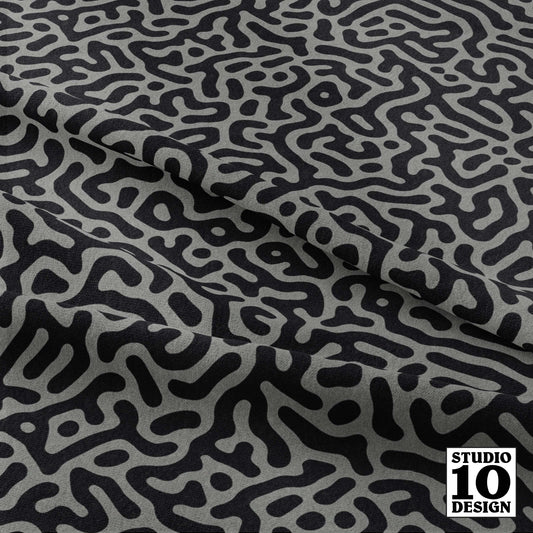 Turing Pattern I: Black + Pewter Printed Fabric by Studio Ten Design