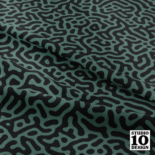 Turing Pattern I: Black + Pine Printed Fabric by Studio Ten Design