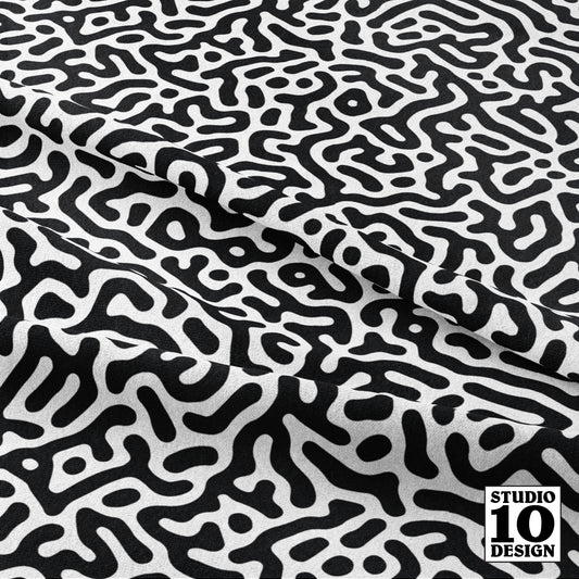 Turing Pattern I: Black + White Printed Fabric by Studio Ten Design