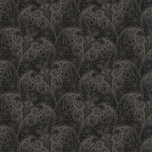 Lace Bats Jacquard Fabric - Classic Black