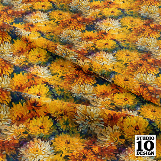 Painted Chrysanthemums Printed Fabric by Studio Ten Design