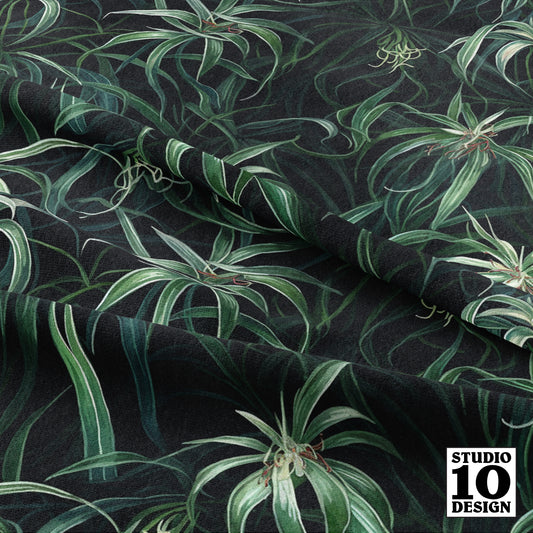 Watercolor Spider Plant (Dark) Printed Fabric by Studio Ten Design