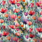 Dawn Serenade Watercolor Tulips Printed Fabric by Studio Ten Design