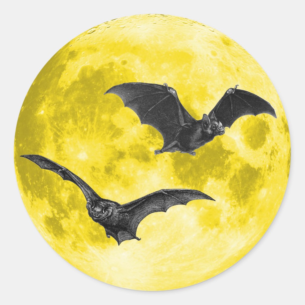 Full Moon with Bats Round Stickers/Envelope Seals