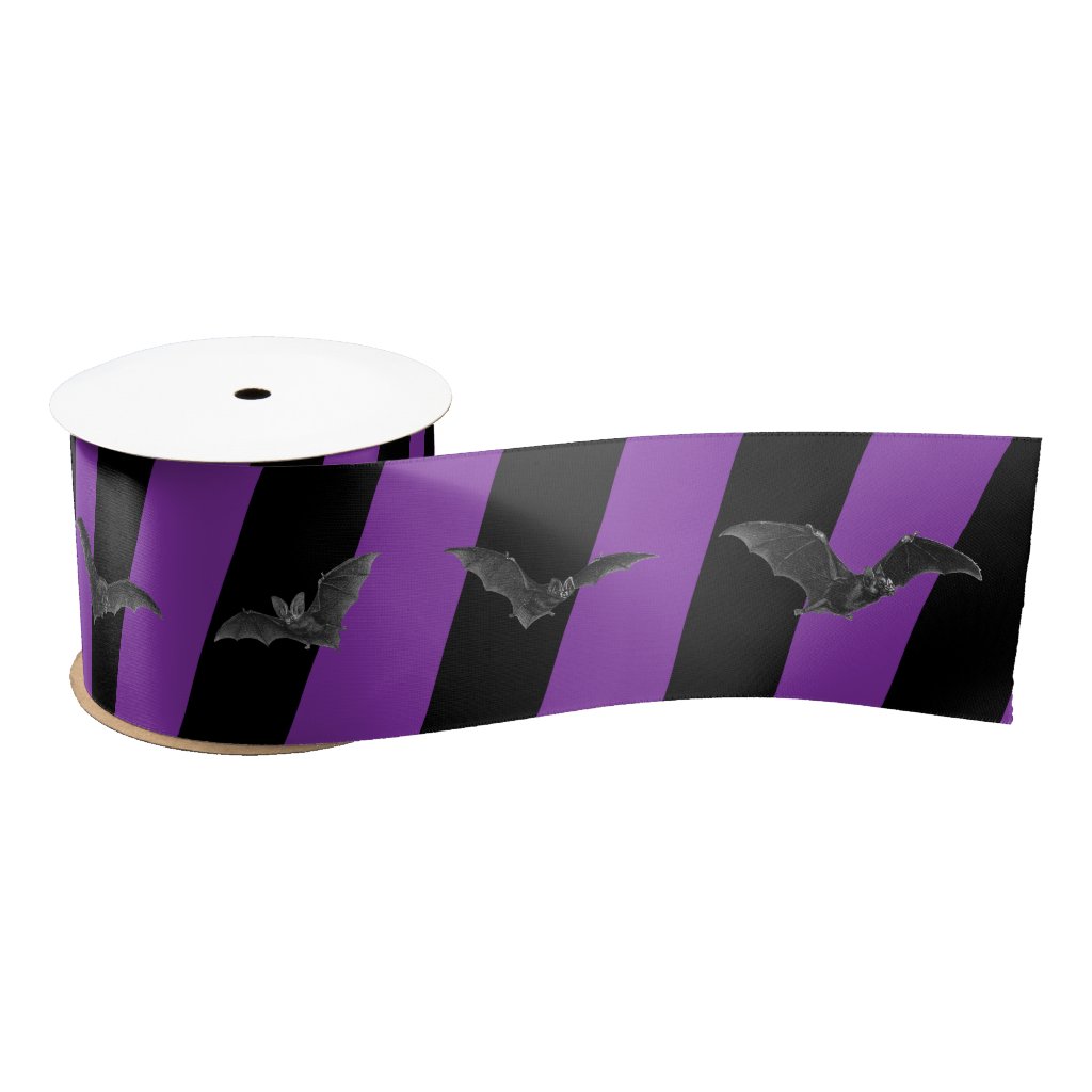 Halloween Stripes with Bats Ribbon