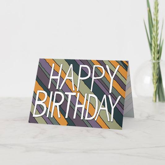 Tarjeta de felicitación de cumpleaños con rayas del desierto (personalizable)