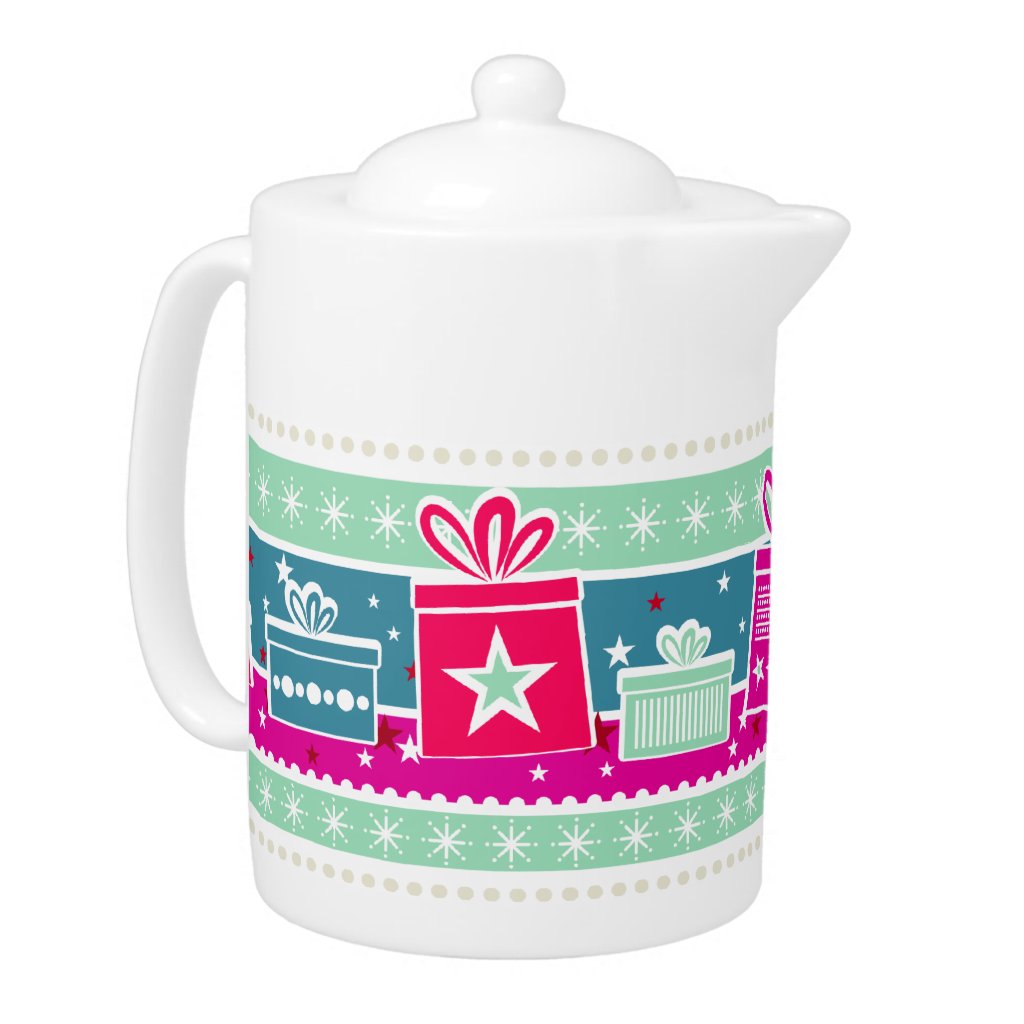Snowflakes & Presents Tea Pot