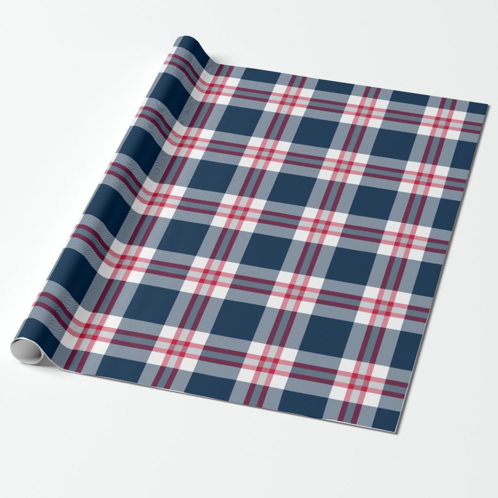 New England Patriots Plaid Wrapping Paper Roll