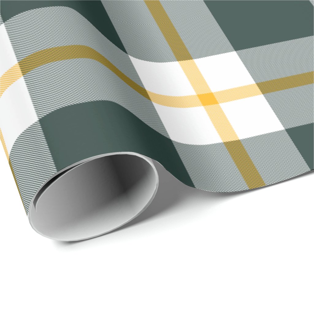Green Bay Packers Plaid Wrapping Paper Roll