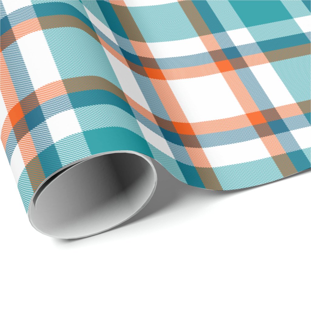Miami Dolphins Plaid Wrapping Paper Roll