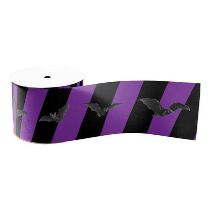 Halloween Stripes with Bats Ribbon